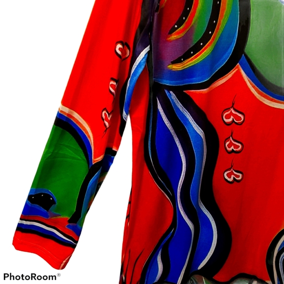 Fashion Concept women’s medium art deco colorful print pullover top. NWT - Picture 4 of 4